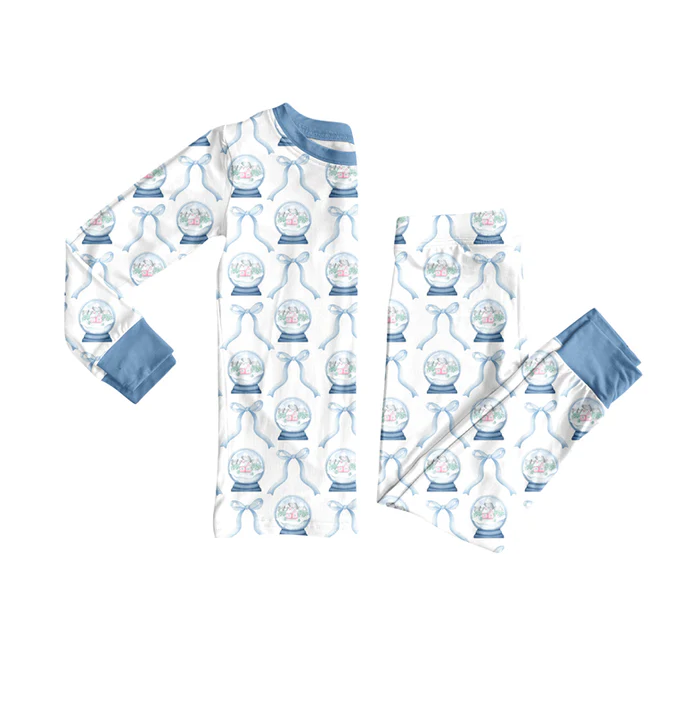 8.14 Preorder(moq 5) Baby Girls Christmas Bows Ball Top Pants Lounge Wear Pajamas Sets