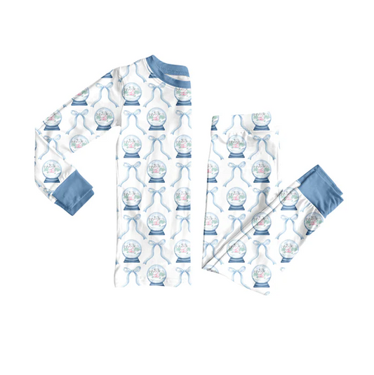 8.14 Preorder(moq 5) Baby Girls Christmas Bows Ball Top Pants Lounge Wear Pajamas Sets