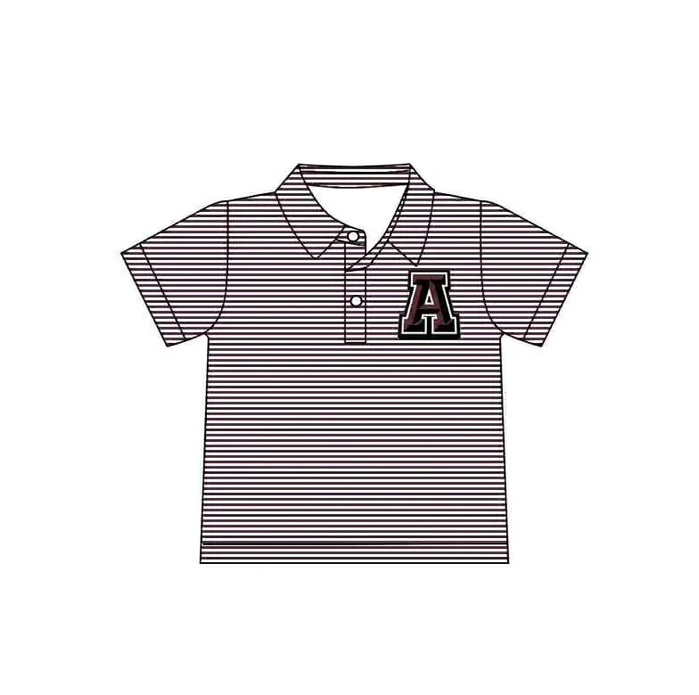 8.15 Preorder(moq 5) Baby Boys Wine Stripes Alabama A Team Short Sleeve Tee Pullovers Shirts Tops