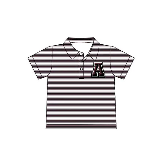 8.15 Preorder(moq 5) Baby Boys Wine Stripes Alabama A Team Short Sleeve Tee Pullovers Shirts Tops