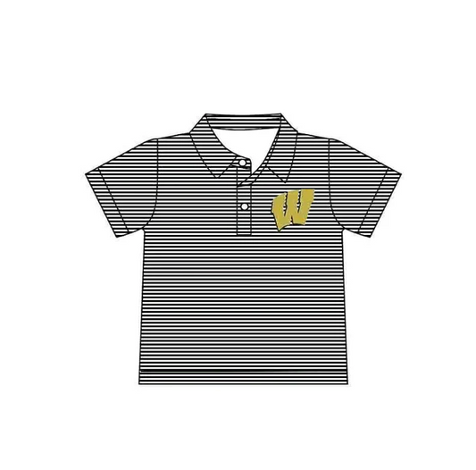 8.15 Preorder(moq 5) Baby Boys Black W Team Short Sleeve Tee Pullovers Shirts Tops