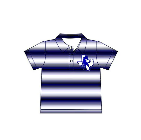 8.15 Preorder(moq 5) Baby Boys Blue Horse Team Short Sleeve Tee Pullovers Shirts Tops