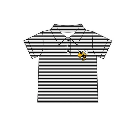 8.15 Preorder(moq 5) Baby Boys Black Honey Bee Team Short Sleeve Tee Pullovers Shirts Tops