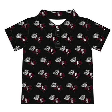 8.15 Preorder(moq 5) Baby Boys Black FB Dog Team Short Sleeve Tee Pullovers Shirts Tops