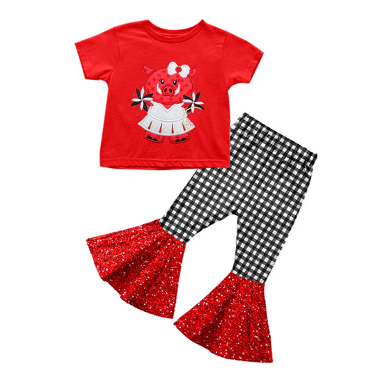 8.15 Baby Girls Cheerleader 5 Top Bell Pants Clothing Sets preorder(moq 5)