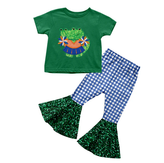 8.15 Baby Girls Cheerleader 4 Top Bell Pants Clothing Sets preorder(moq 5)