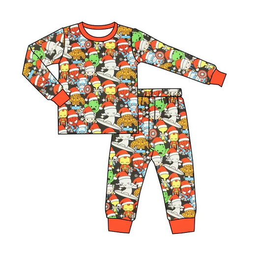 8.16 Baby Kids Christmas Cartoon Red Pajamas Clothing Sets preorder(moq 5)