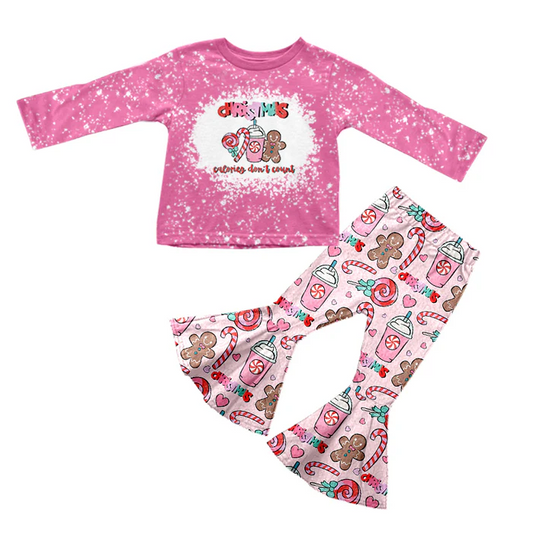 8.16 Baby Girls Christmas Pink Gingerbread Pants Clothing Sets preorder(moq 5)