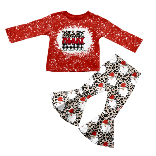 8.16 Baby Girls Merry Christmas Santa Leopard Pants Clothing Sets preorder(moq 5)