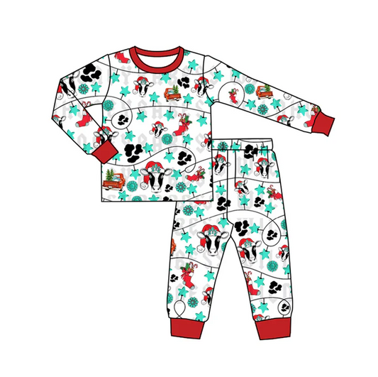 8.16 Baby Girls Christmas Cow Pajamas Clothing Sets preorder(moq 5)