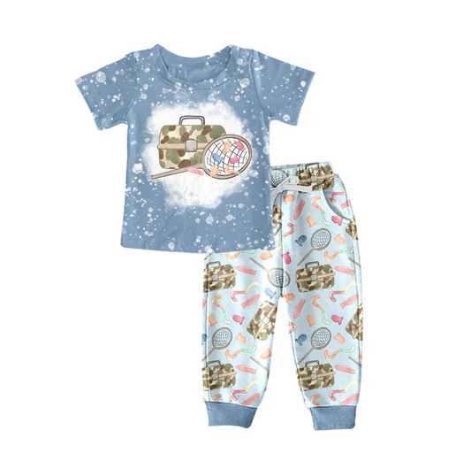 8.16 Baby Boys Blue Fishing Bottom Pants Clothing Sets preorder(moq 5)