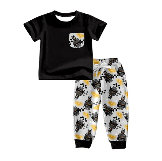 8.16 Baby Boys Cartoon Bats Pocket Tee Top Pants Clothing Sets preorder(moq 5)