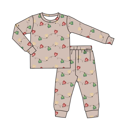 8.16 Baby Kids Western Christmas Cow Tags Pajamas Clothing Sets preorder(moq 5)