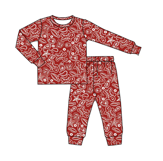 8.16 Baby Kids Western Christmas Gingerbread Pajamas Clothing Sets preorder(moq 5)