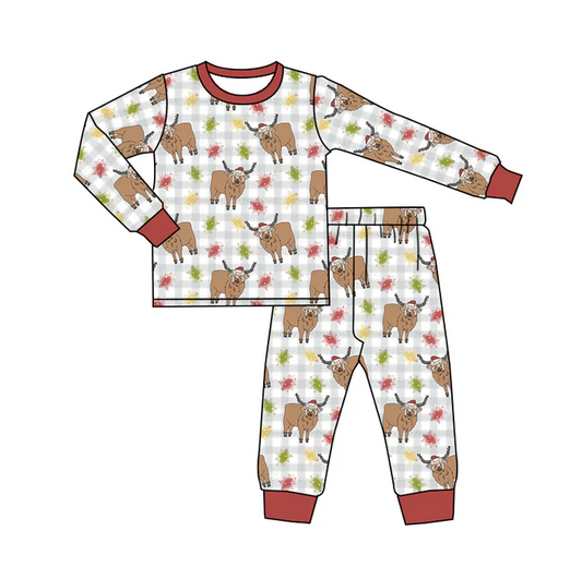 8.16 Baby Kids Christmas Cow Pajamas Clothing Sets preorder(moq 5)