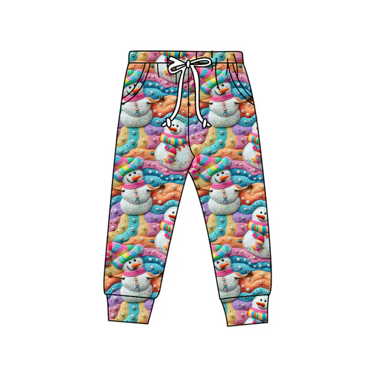 8.18 Preorder(moq 5) Baby Kids Christmas Snowmen Jogger Pants