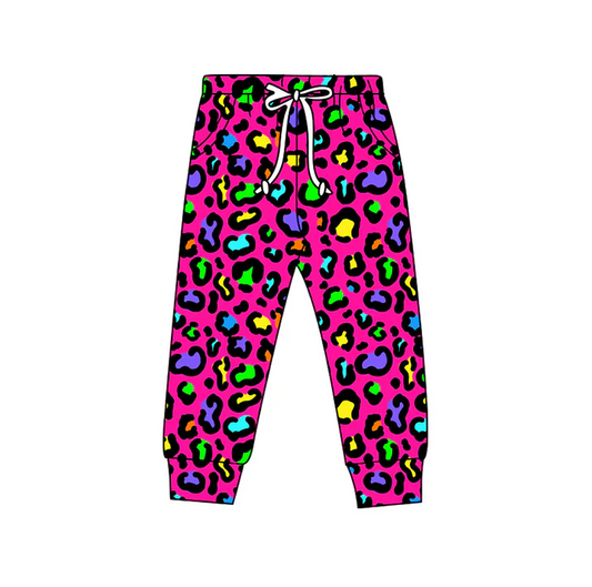 8.18 Preorder(moq 5) Baby Kids Colorful Leopard Jogger Pants