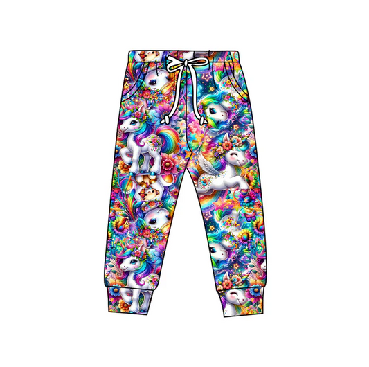 8.18 Preorder(moq 5) Baby Kids Cartoon Horses Floral Jogger Pants