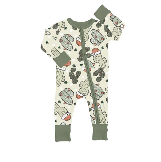 8.18 Christmas Green Baby Boys Cactus Zip Rompers preorder(moq 5)