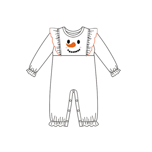8.18 Snowman Baby Girls Ruffle Rompers preorder(moq 5)