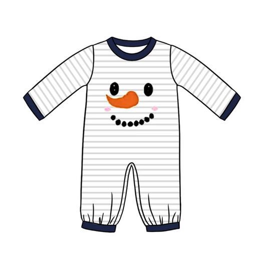 8.18 Snowman Baby Boys Grey Stripes Rompers preorder(moq 5)