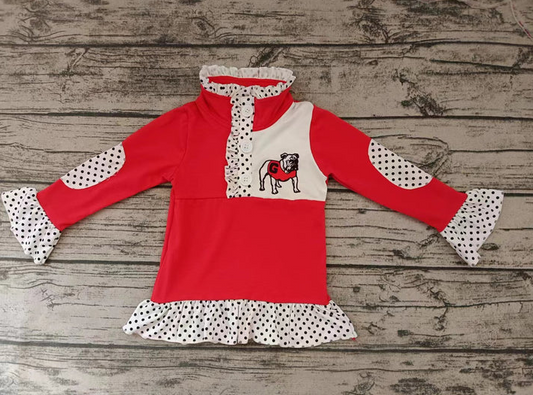 8.18 Dogs Team Baby Girls Long Sleeve Buttons Pullover Shirt Tops preorder(moq 5)
