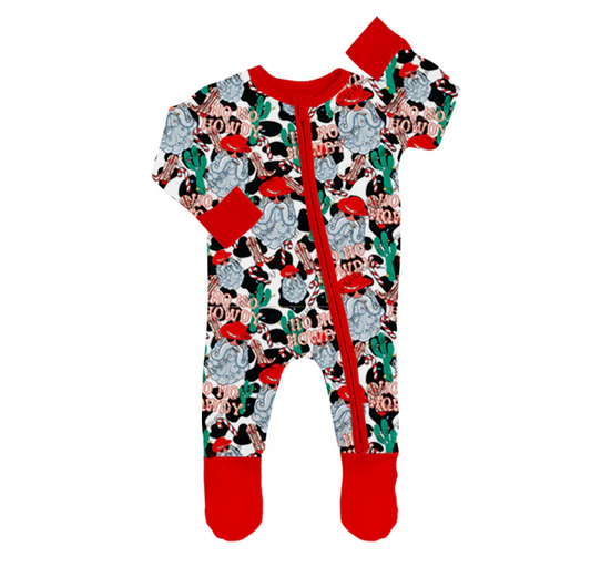8.18 Christmas Santa Baby Boys Western Zip Rompers preorder(moq 5)