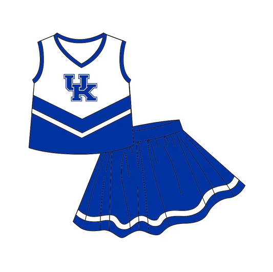 8.19 Baby Girls Chearleader Team Royal Blue Skirts Clothes Sets preorder(moq 5)