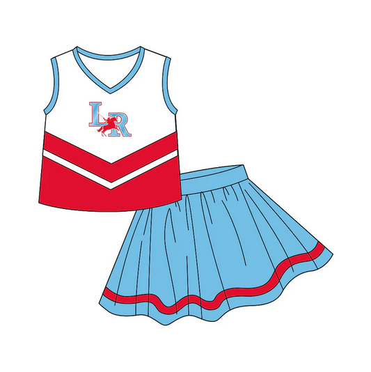8.19 Baby Girls Chearleader Team Light Blue Skirts Clothes Sets preorder(moq 5)