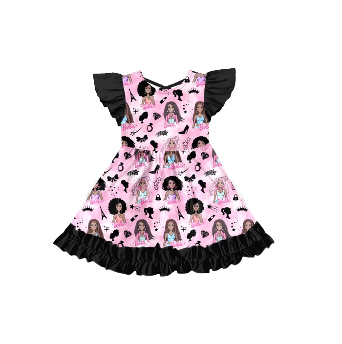 8.19 Baby Girls Flutter Sleeve Doll Back Dresses preorder(moq 5)