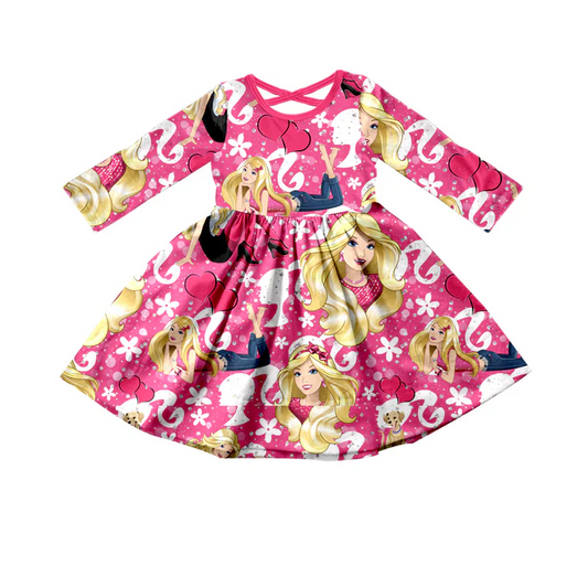 8.19 Baby Girls Pink Doll Back Cross Belt Dresses preorder(moq 5)