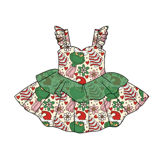 8.19 Baby Girls Christmas Tree Cake Strap Ruffle Dresses preorder(moq 5)