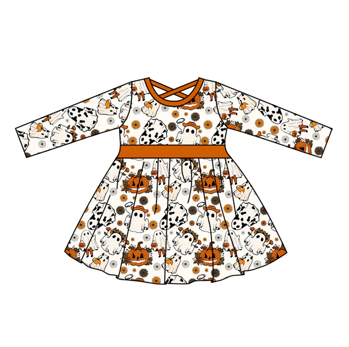 8.19 Baby Girls Ghost Flowers Cross Back Dresses preorder(moq 5)