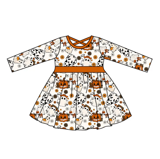 8.19 Baby Girls Ghost Flowers Cross Back Dresses preorder(moq 5)