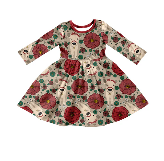 8.19 Baby Girls Christmas Ghot Flowers Ruffle Dresses preorder(moq 5)