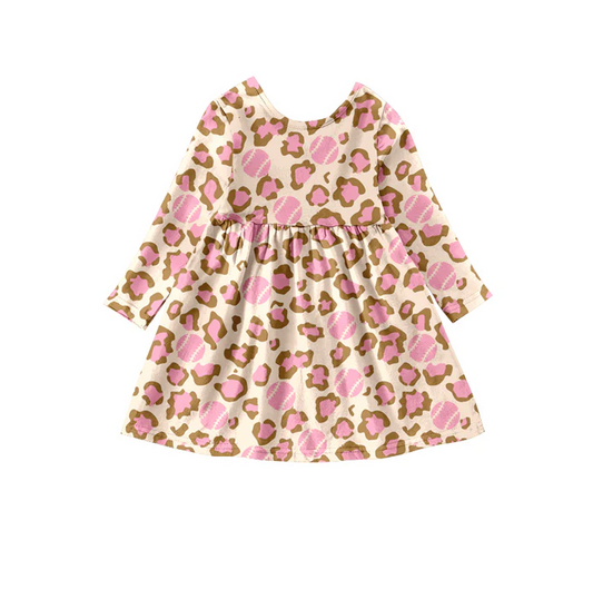 8.19 Baby Girls Leopard Baseball Pink Dresses preorder(moq 5)