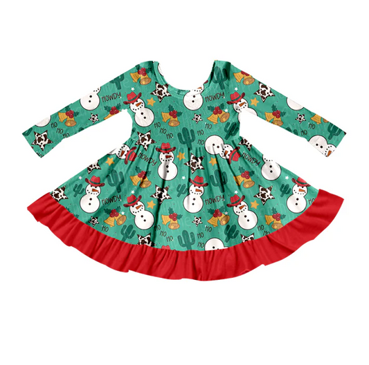 8.19 Baby Girls Christmas Snowman Ruffle Dresses preorder(moq 5)