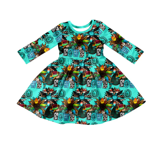 8.19 Baby Girls Howdy Flowers Twirl Dresses preorder(moq 5)