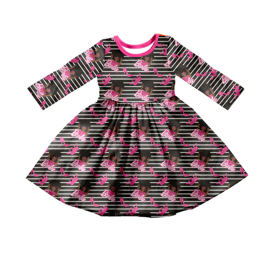 8.19 Baby Girls Doll Stripes Twirl Knee Length Dresses preorder(moq 5)
