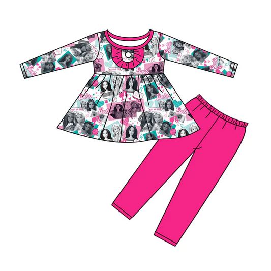 8.20 Baby Girls Pink Doll Tunic Pants Clothes Sets preorder(moq 5)