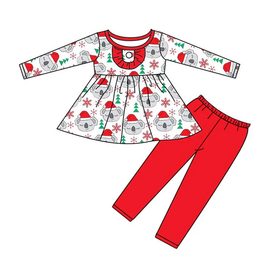 8.20 Baby Girls Christmas Hats Tunic Pants Clothes Sets preorder(moq 5)