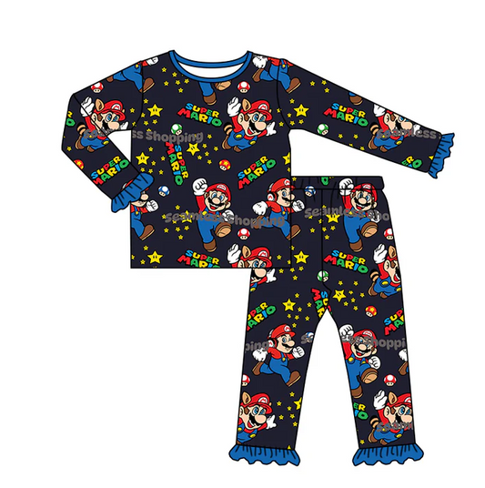 8.20 Baby Girls Game Navy Color Pajamas Clothes Sets preorder(moq 5)