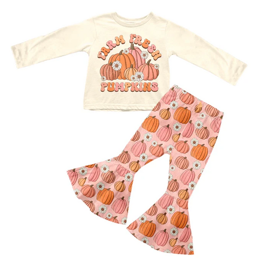 8.20 Baby Girls Farm Fresh Tee Shirt Top Bell Pants Clothes Sets preorder(moq 5)