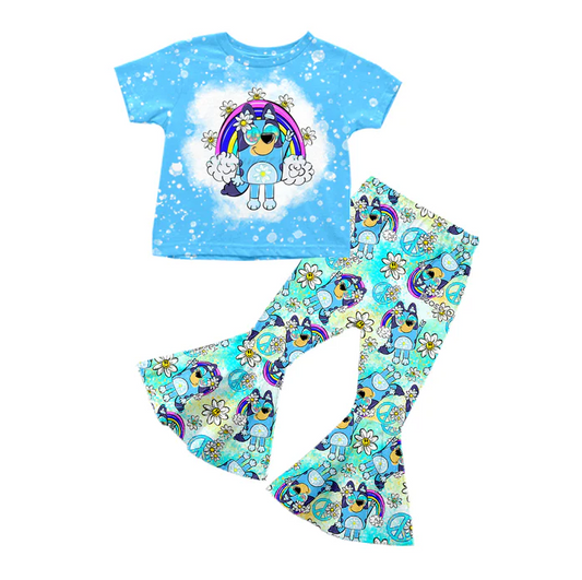 8.20 Baby Girls Rainbow Dog Bell Pants Clothes Sets preorder(moq 5)