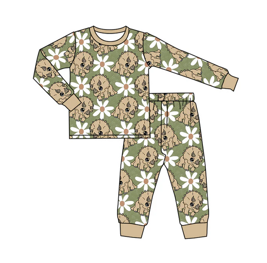 8.20 Baby Girls Dinosaur Flowers Pajamas Clothes Sets preorder(moq 5)