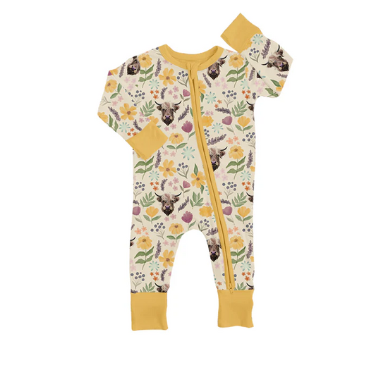 8.21 Baby Kids Infant Western Highland Cow Rompers preorder(moq 5)