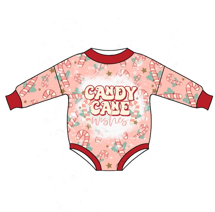 8.21 Baby Girls Candy Cane Christmas Rompers preorder(moq 5)