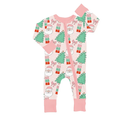 8.21  Baby Girls Santa Tree Christmas Zip Rompers preorder(moq 5)