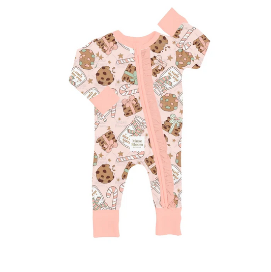 8.21  Baby Girls Cookie Cake Christmas Zip Rompers preorder(moq 5)