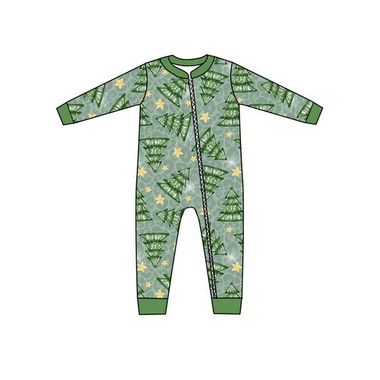 8.21 Baby Boys Christmas Tree Green Zip Rompers preorder(moq 5)